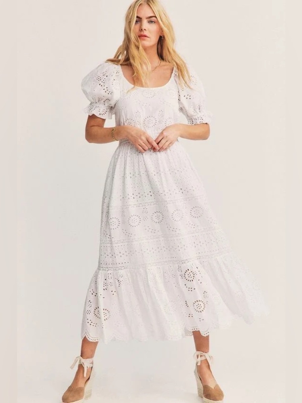 LoveShackFancy White Eyelet Maxi Dress